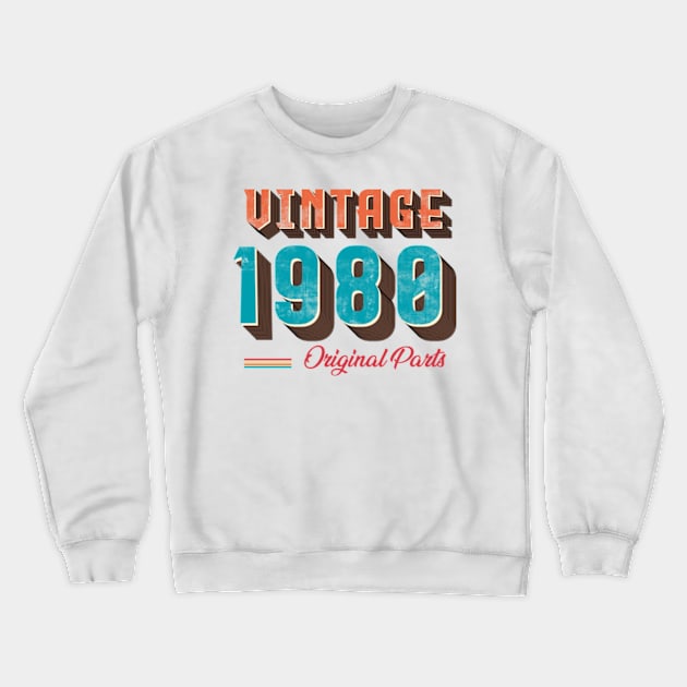 Vintage Retro 1980 40 Years Old 40th Birthday Gift Crewneck Sweatshirt by CreativeSalek